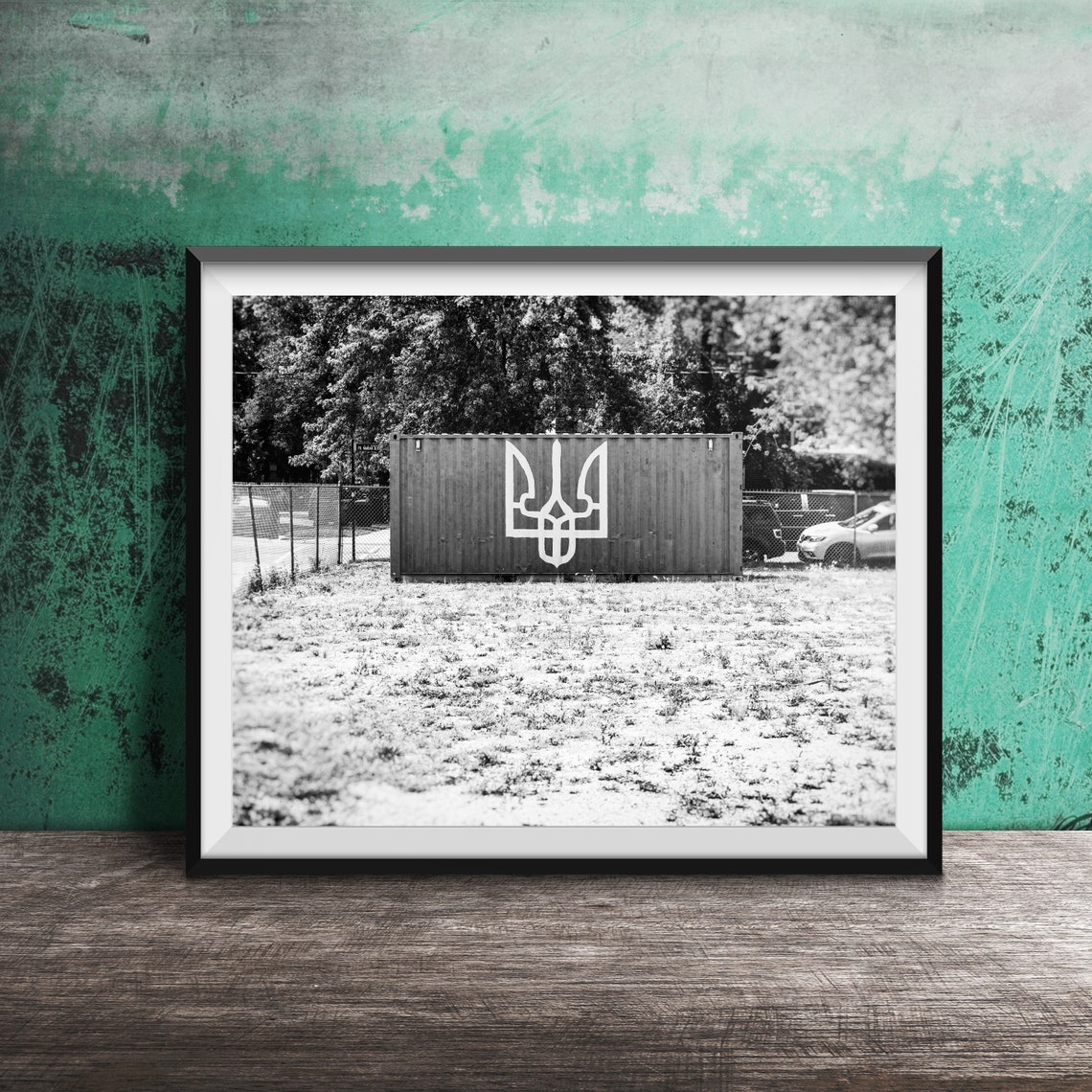 Ukrainian Tryzub Trident Blue Container Street Art Photography Poster - Image 2