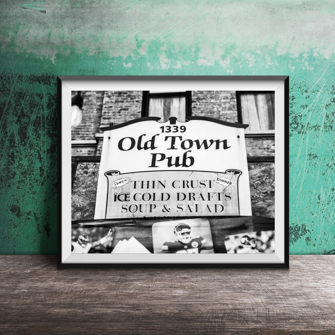 Old Town Pub Chicago Thin Crust Drafts Sign Photography Poster - Image 2
