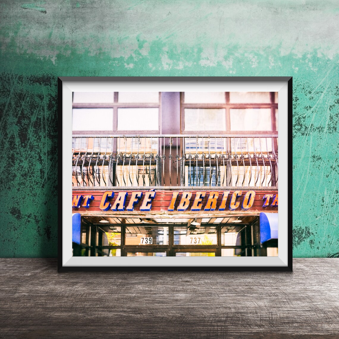 Cafe Iberico Spanish Restaurant Neon Sign Entryway Photo Poster