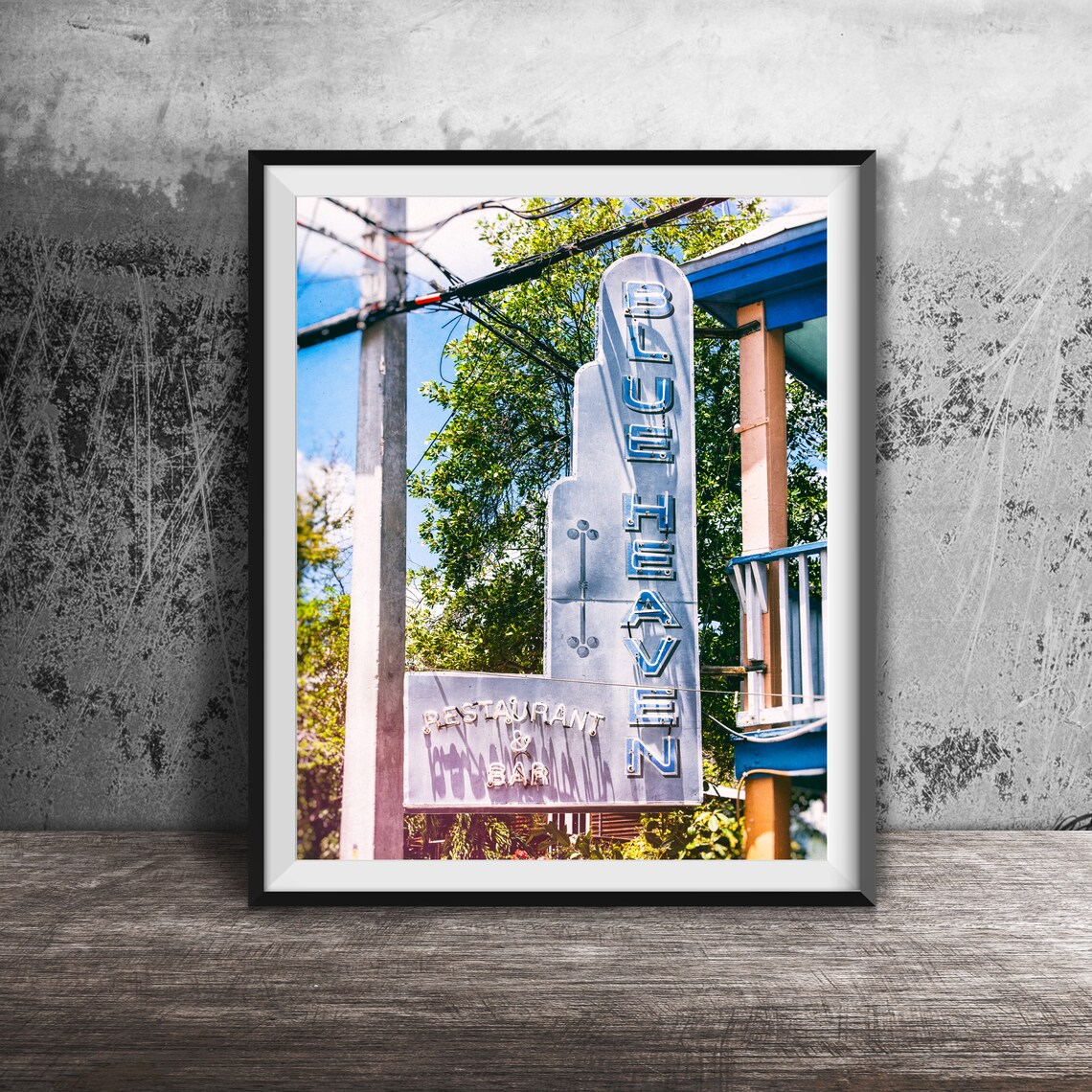 Blue Heaven Restaurant and Bar Art Deco Sign Photography Poster