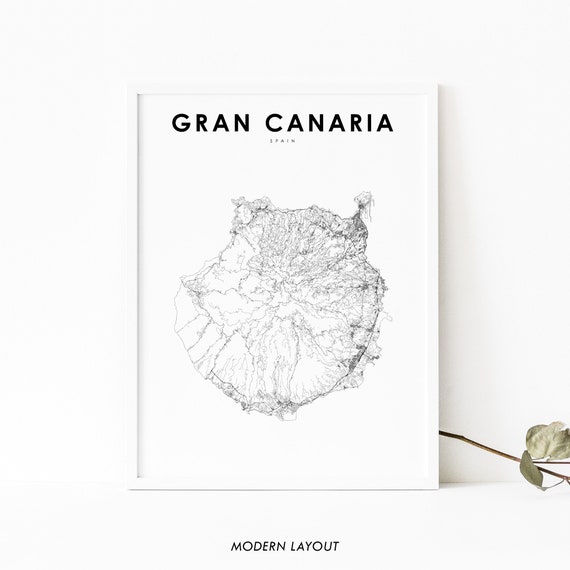 Gran Canaria Canary Islands Map Print, Spain Poster