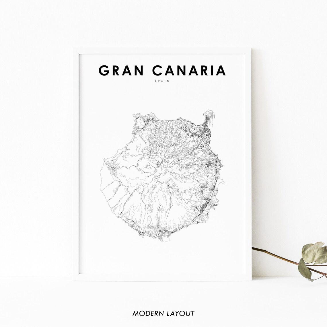 Gran Canaria Canary Islands Map Print, Spain Poster