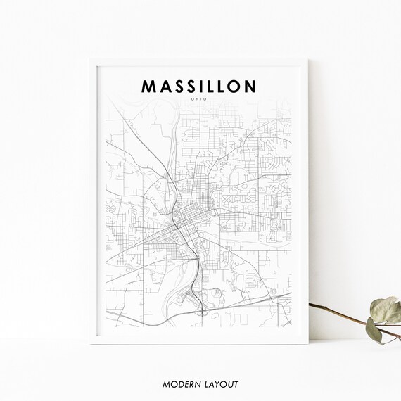 Massillon Ohio Minimalist City Street Map Modern Layout Poster