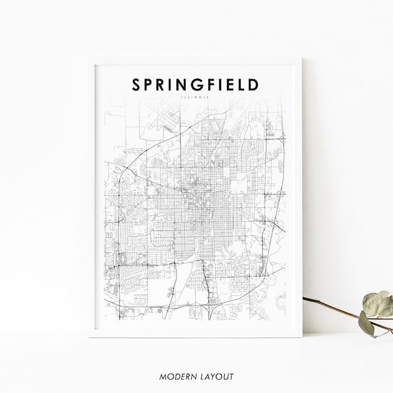 Springfield Il Map Print Illinois Usa Art Poster City Street Road Nursery Room Wall Office Decor