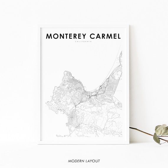Monterey Carmel Ca Map Print Usa Art Poster City Road Street Nursery Room Wall Office Decor