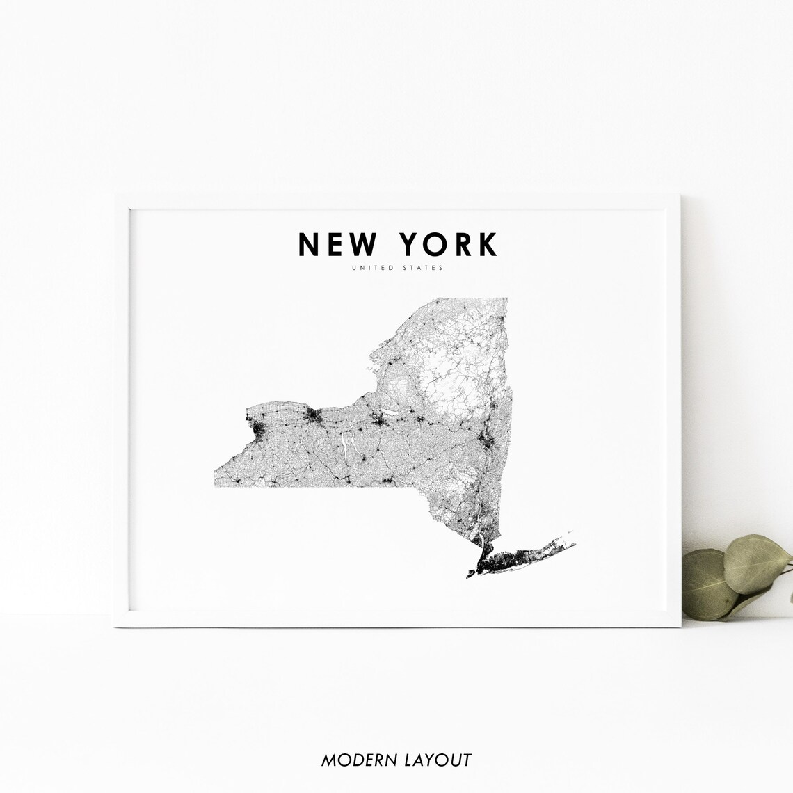 New York Map Print, Nursery Room Wall Art Poster