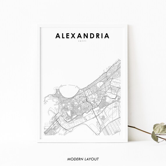 Alexandria Egypt Map Print Art Poster Arab Africa City Street Road Nursery Room Wall Office Decor