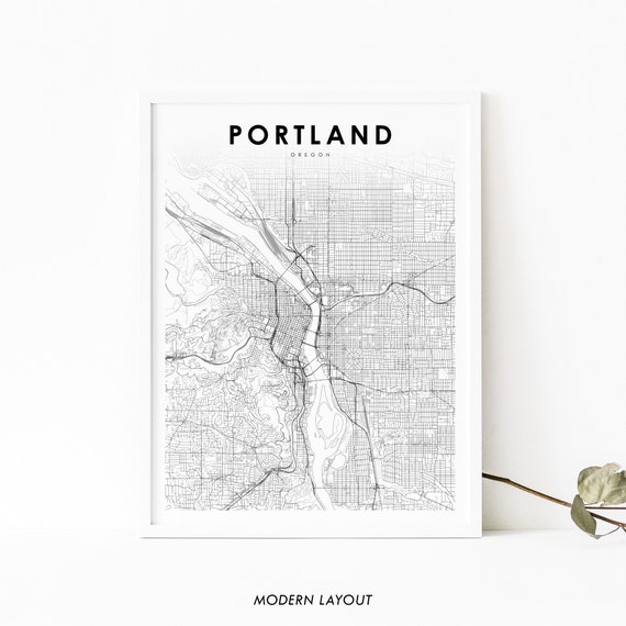 Portland Or Map Print, Oregon City Street Road