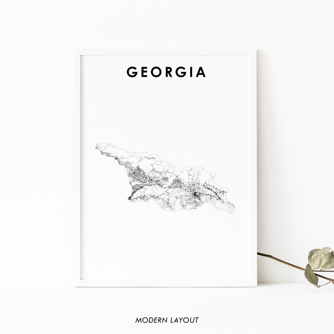 Georgia Sakartvelo Country Road Map Minimalist Home Art Print