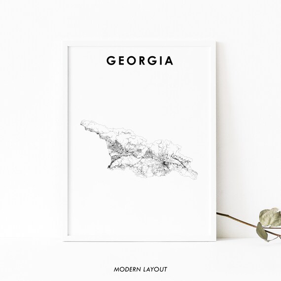 Georgia Map Print Country Road Poster Sakartvelo Tbilisi Europe Art Nursery Room Wall Office Decor
