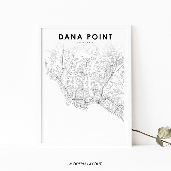 Dana Point Ca Map Print Usa Art Poster Orange County Street Road Nursery Room Wall Office Decor
