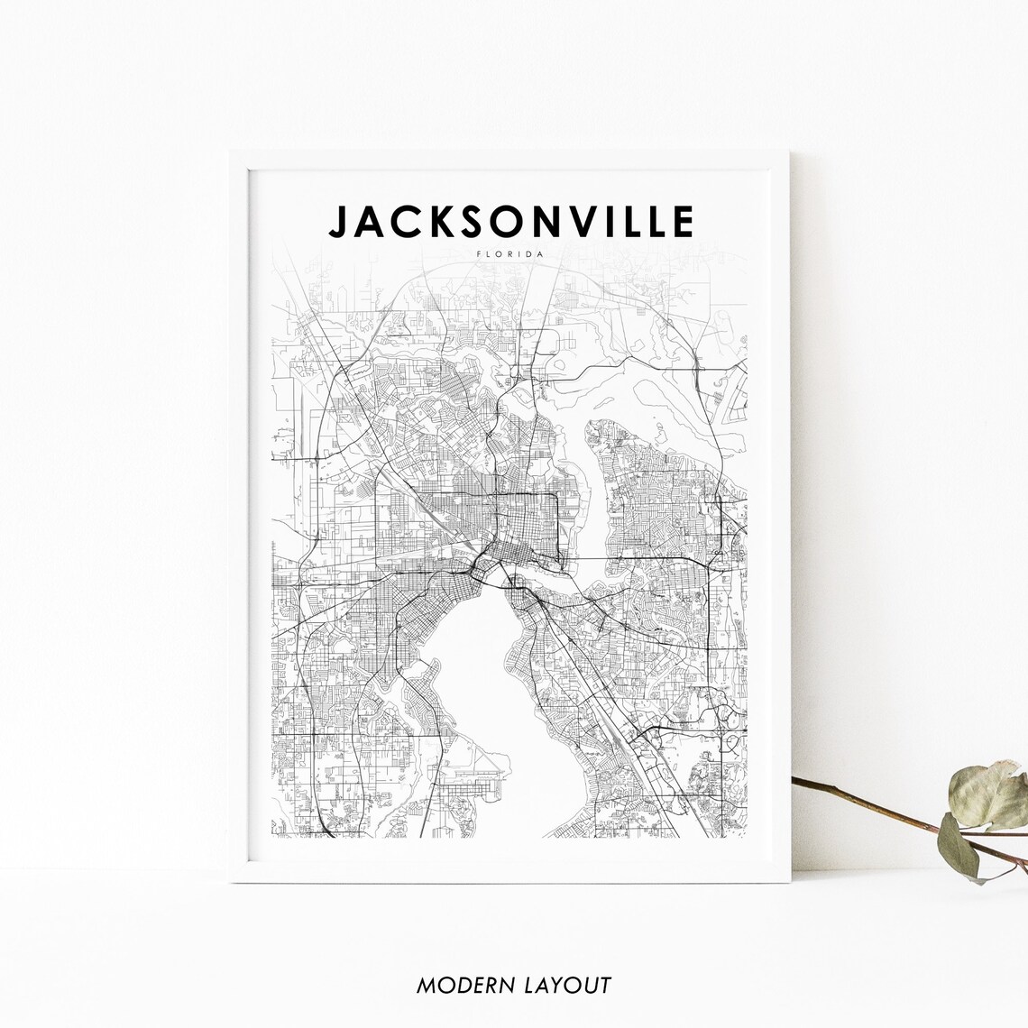 Jacksonville Area FL Map Print, Florida Street Map