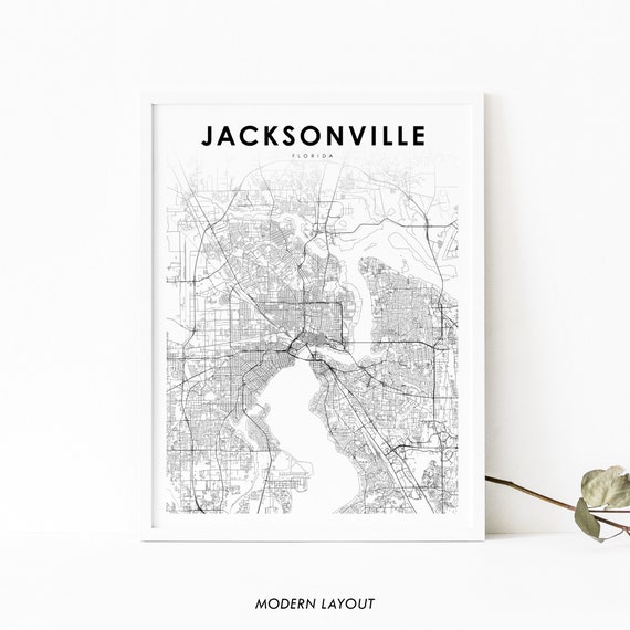 Jacksonville Area FL Map Print, Florida Street Map