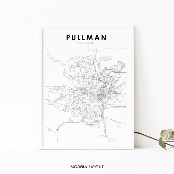 Pullman WA Map Print, Washington Travel Poster