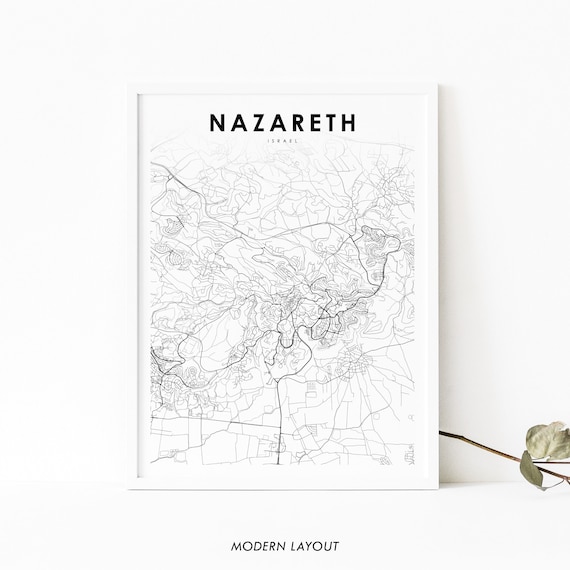 Nazareth Israel Map Print, Nursery Room Wall Decor