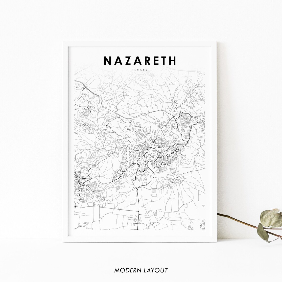 Nazareth Israel Map Print, Nursery Room Wall Decor