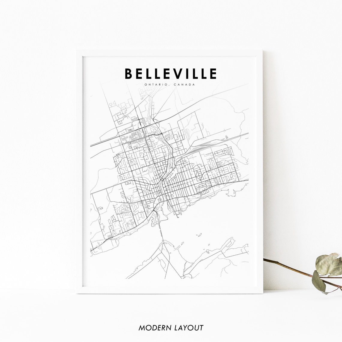 Belleville Ontario Canada Minimalist City Map Layout Art Poster