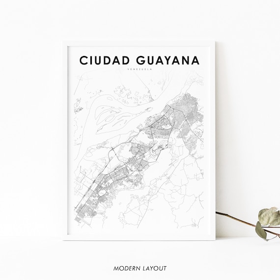 Ciudad Guayana Venezuela Map Print City Bolvar Art Poster Street Road Nursery Room Office Wall Decor