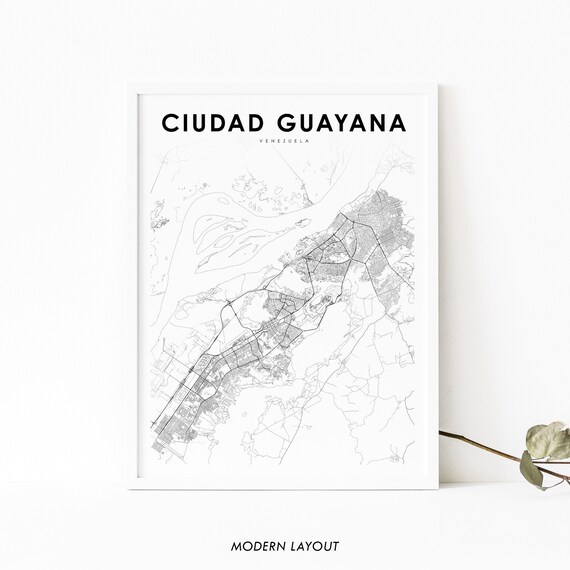 Ciudad Guayana Venezuela Minimalist Black and White Map Poster