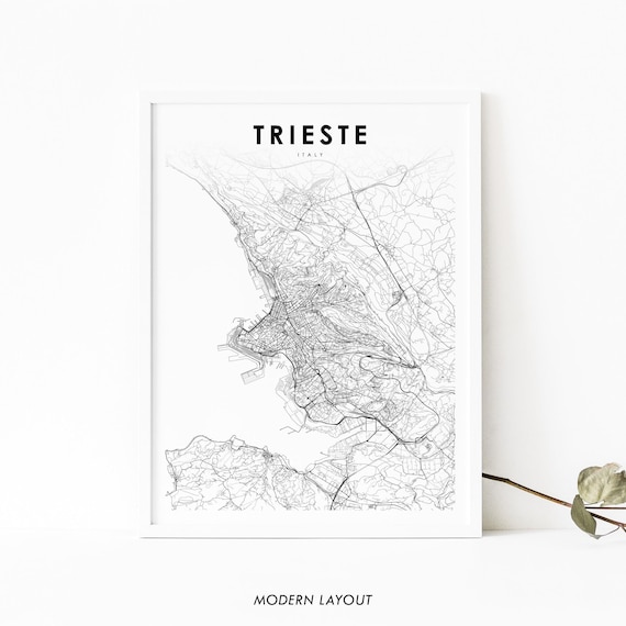 Trieste Italy Minimalist Coastal City Street Map Modern Art Print