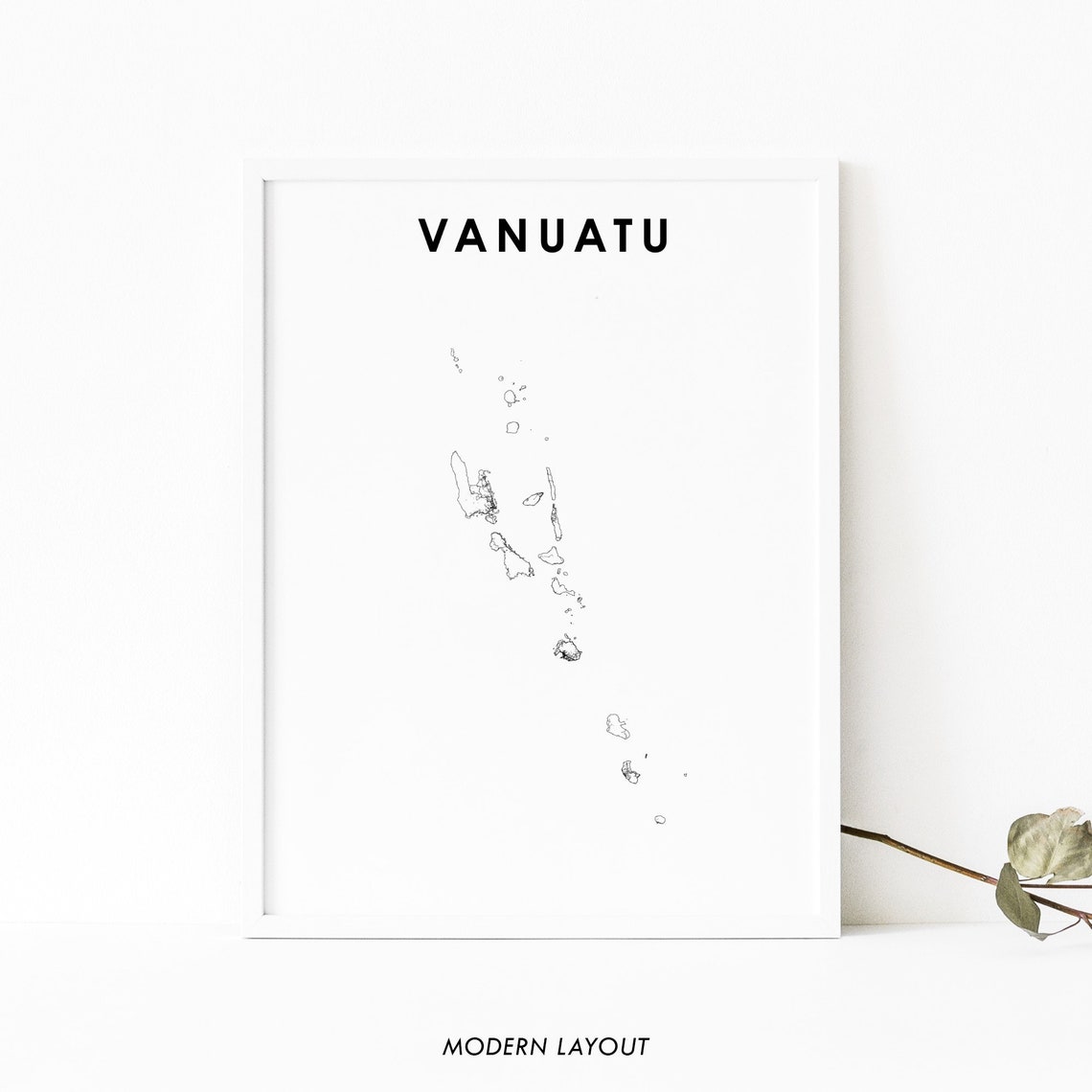 Vanuatu Country Road Map Minimalist Modern Layout Island Poster