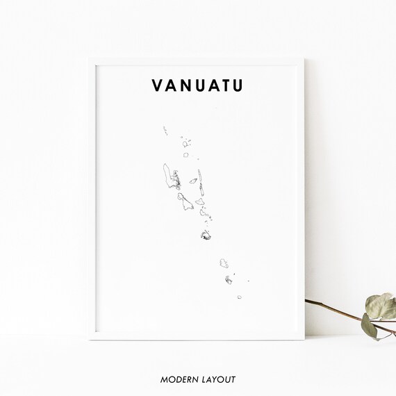 Vanuatu Country Road Map Minimalist Modern Layout Island Poster