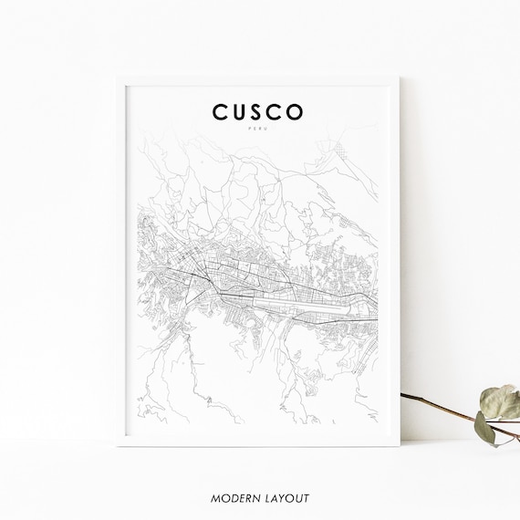 Cusco Peru Map Print Art Poster Cuzco Per City Street Road Nursery Room Wall Office Decor