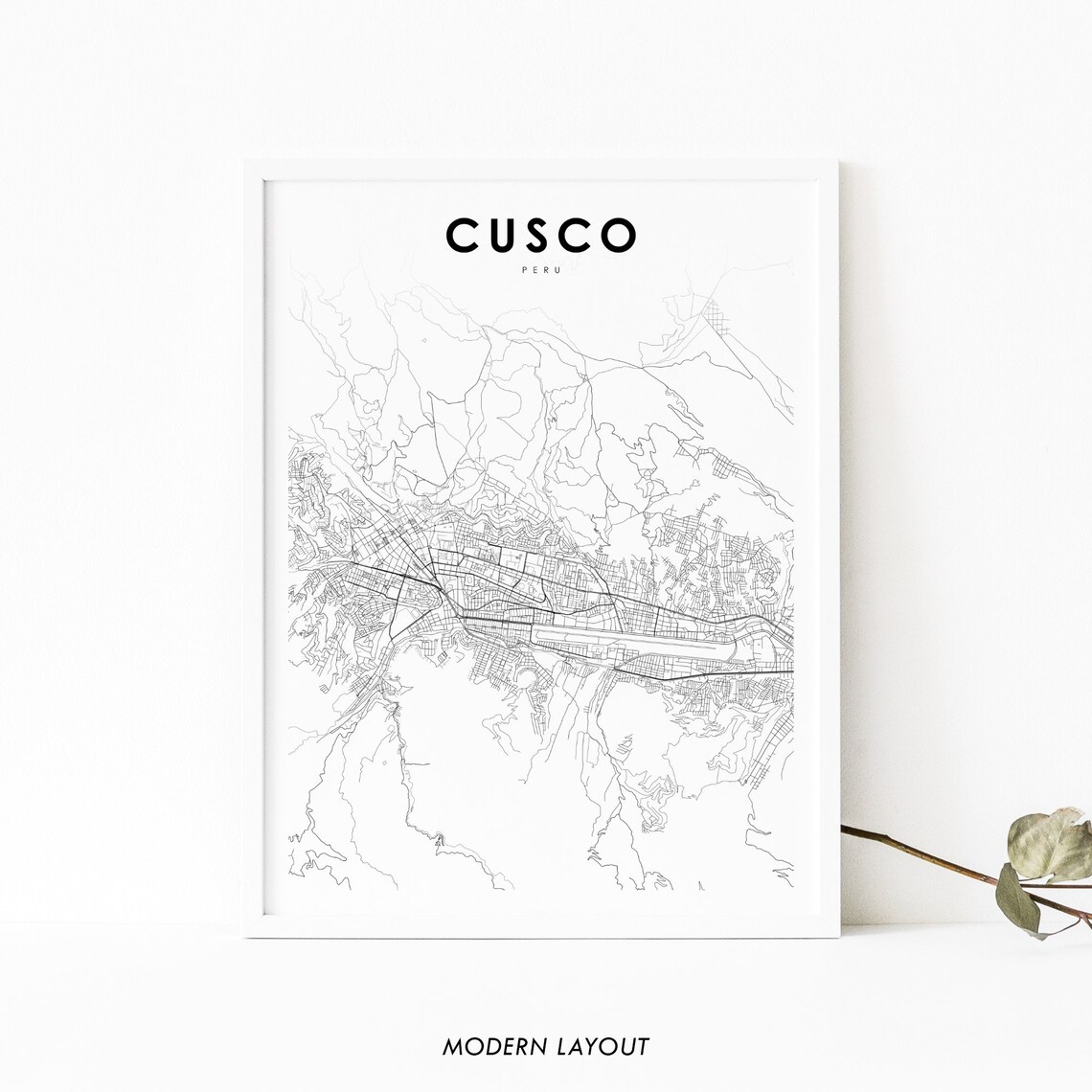 Cusco Peru Map Print Art Poster Cuzco Per City Street Road Nursery Room Wall Office Decor
