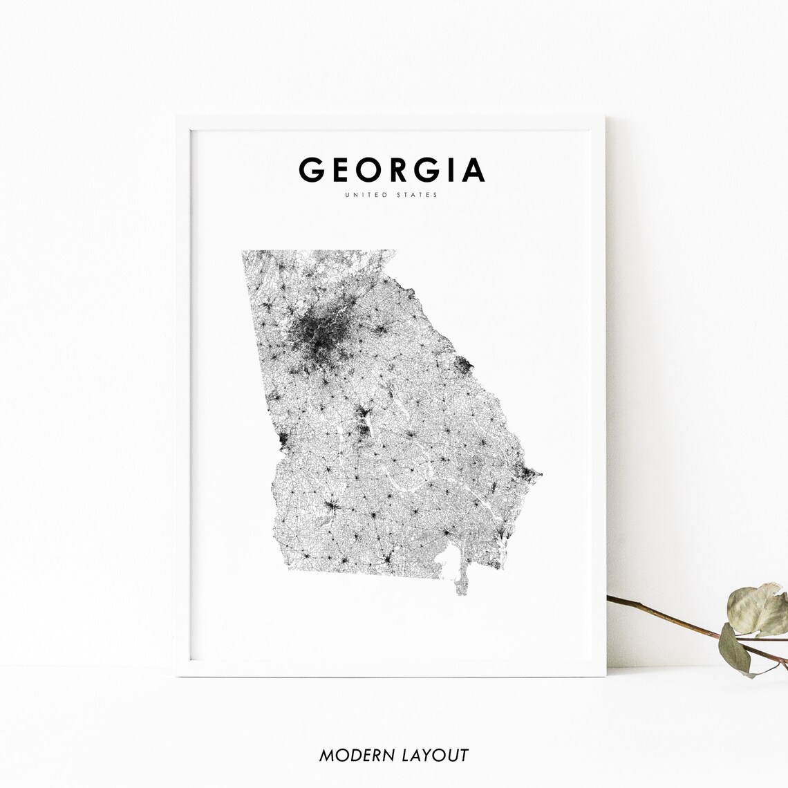 Georgia Map Print, Nursery Room Wall Poster