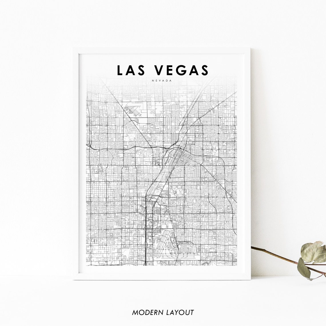 Las Vegas NV Map Art Print, Nevada USA