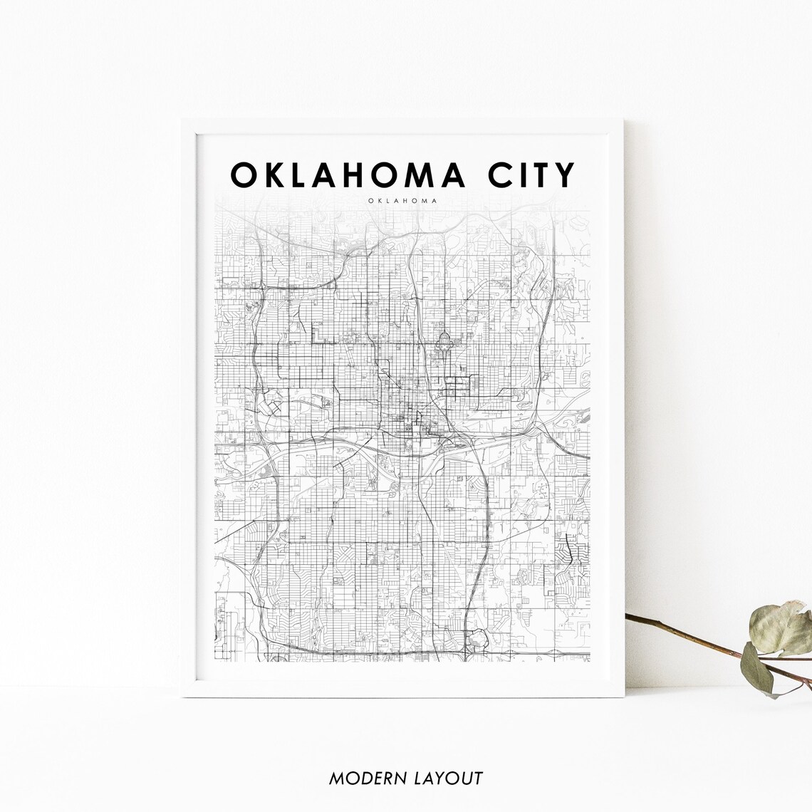 Oklahoma City OK Map Art Print, Nursery Decor