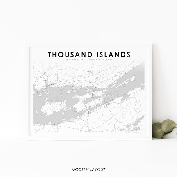 Thousand Islands Ny Ontario Map Print On Canada Art Poster New York Road Nursery Room Office Wall Decor