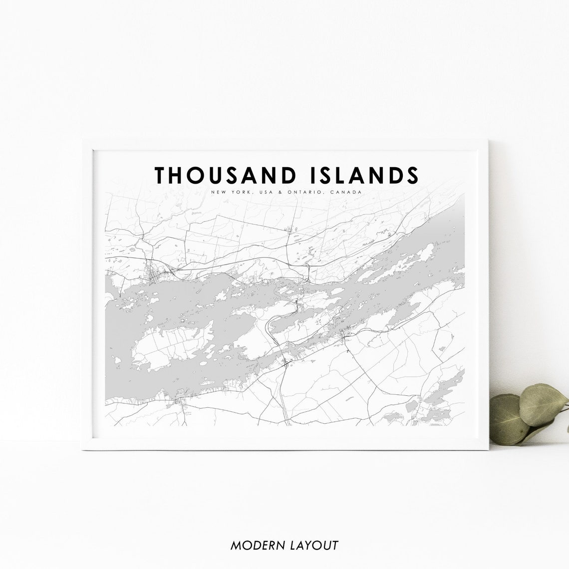 Thousand Islands New York Ontario Canada Minimalist Map Art Poster