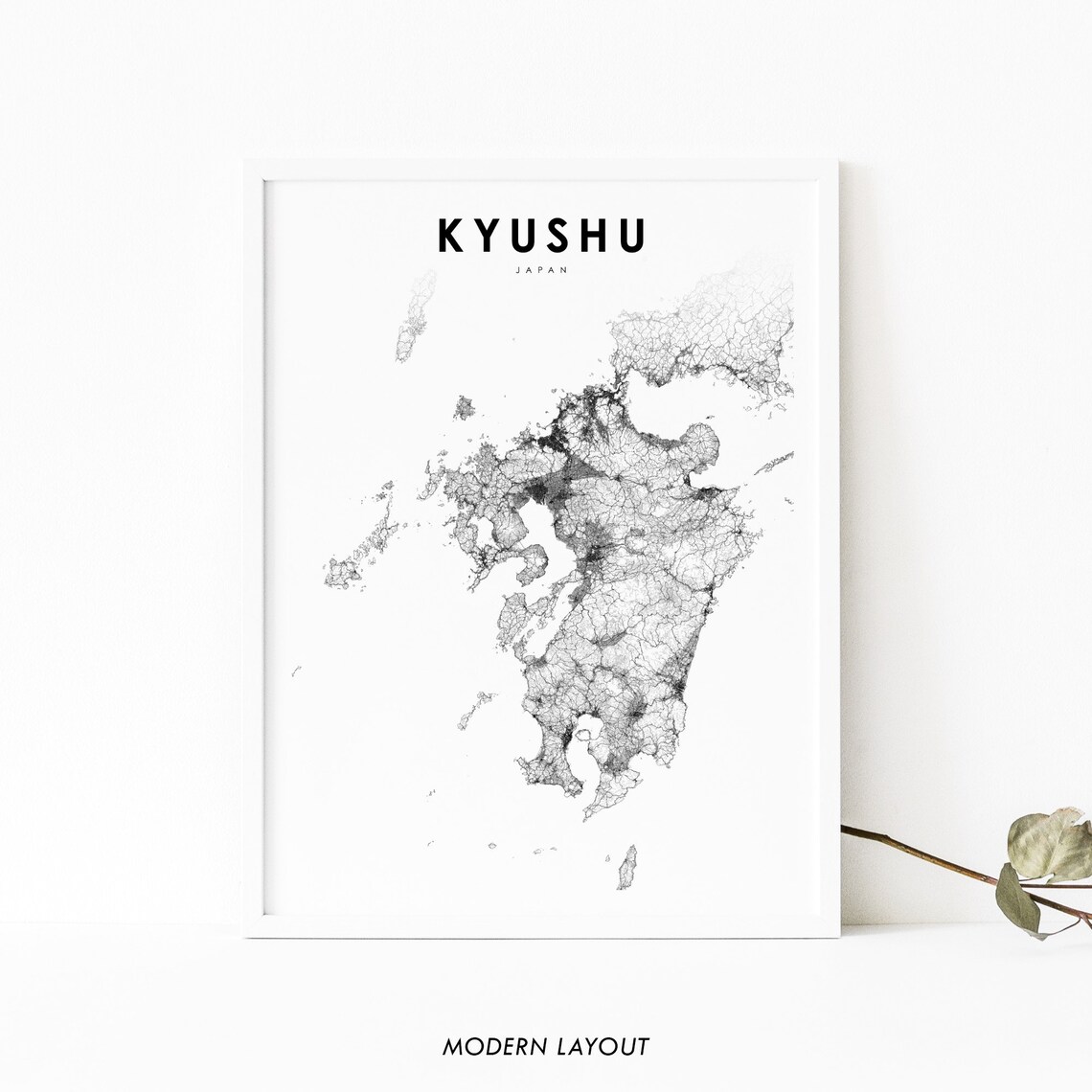 Kyushu Japan Map Print, Nursery Room Wall Decor