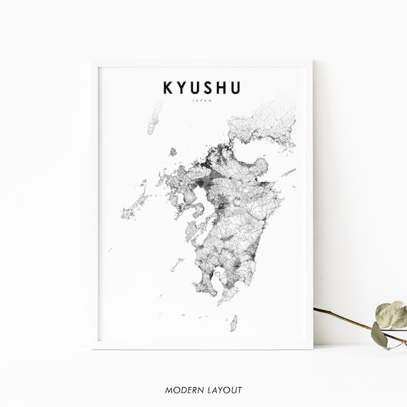 Kyushu Japan Map Print, Nursery Room Wall Decor