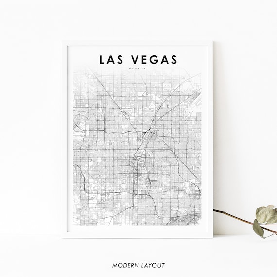 Las Vegas Area Nv Map Print Nevada Usa Art Poster The Strip City Street Road Nursery Room Wall Office Decor