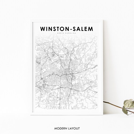Winston-Salem North Carolina Minimalist City Street Map Art Poster