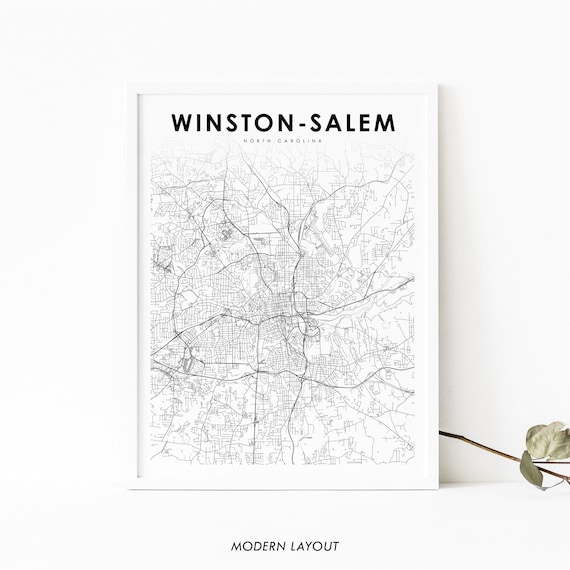 Winstonsalem Nc Map Print North Carolina Usa Art Poster City Street Road Nursery Room Wall Office Decor