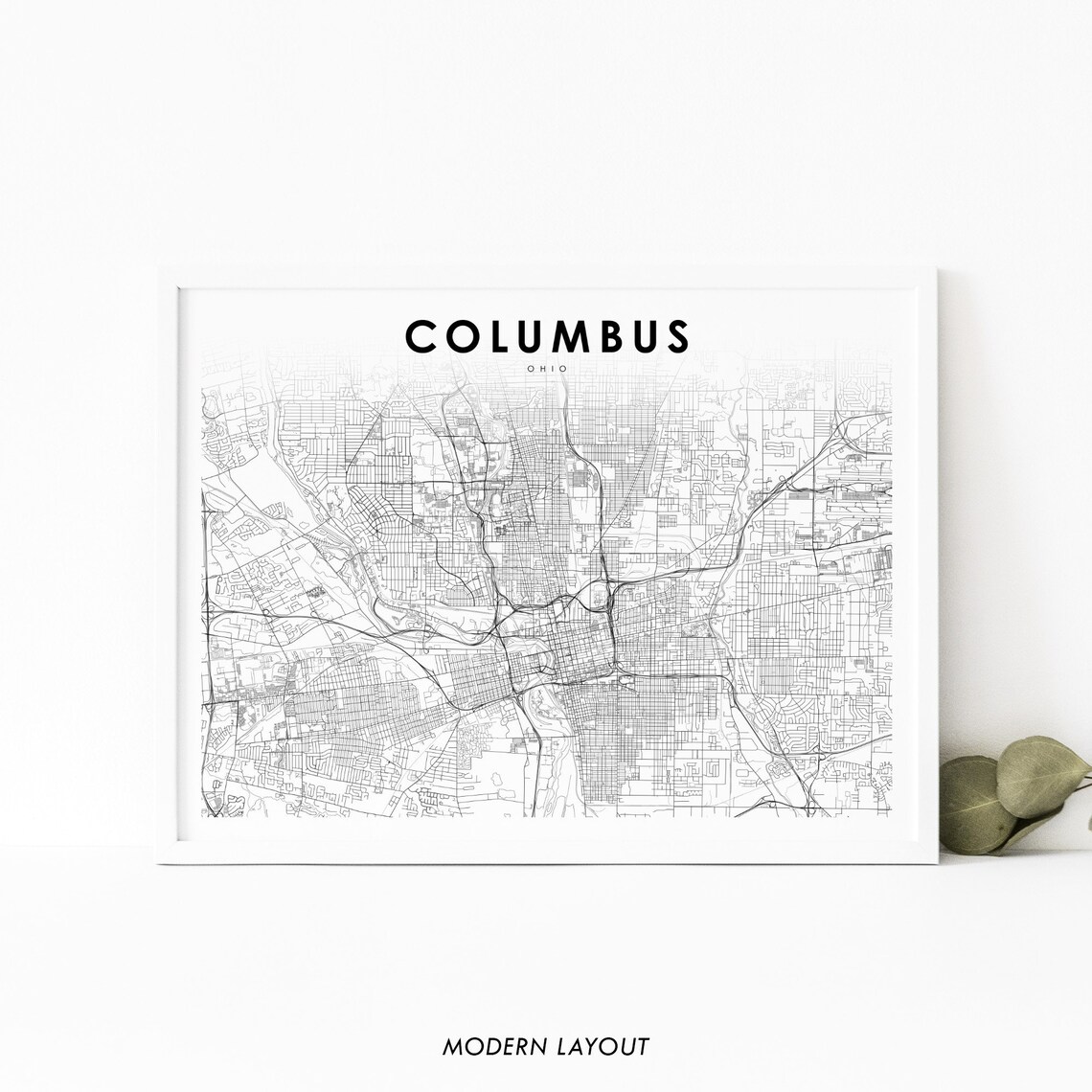 Columbus OH Map Print, Ohio City Street Poster