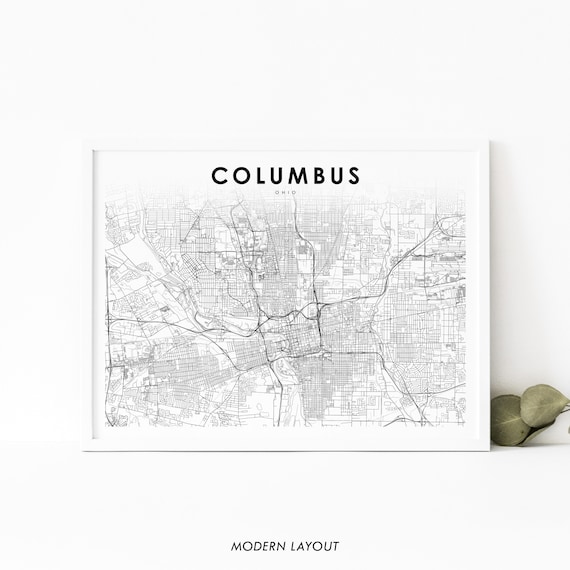 Columbus OH Map Print, Ohio City Street Poster