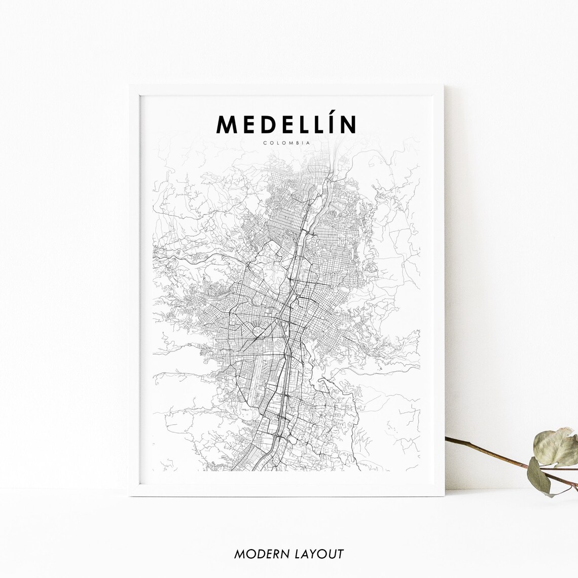 Medellin Colombia Map Art Print, Nursery Decor