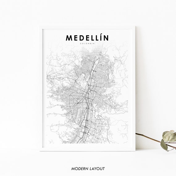 Medellin Colombia Map Art Print, Nursery Decor
