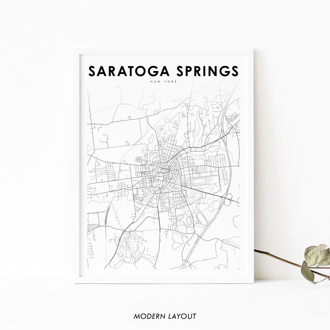 Saratoga Springs, NY Map Art Print, City Street