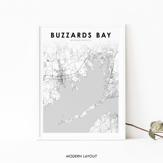 Buzzards Bay Map Print, Massachusetts Nursery Decor