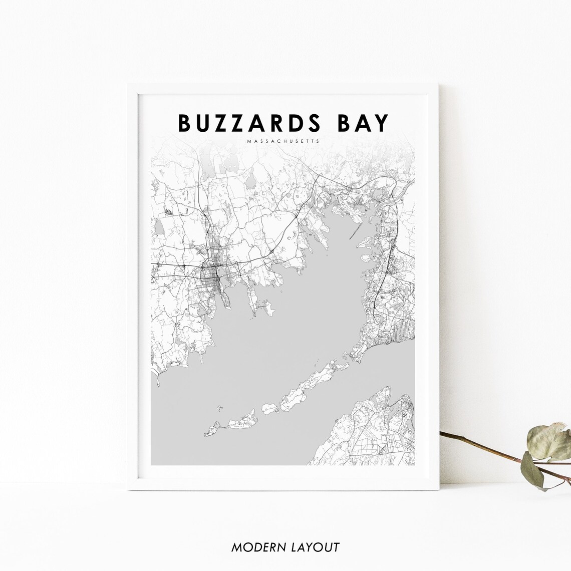 Buzzards Bay Map Print, Massachusetts Nursery Decor
