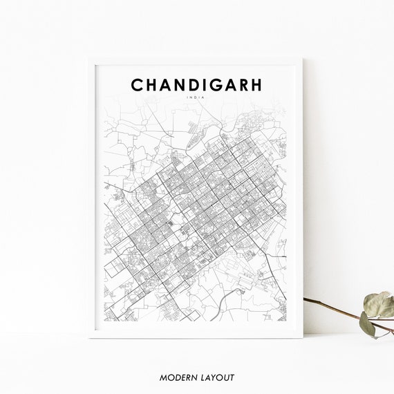 Chandigarh India Map Art Print, Punjab Haryana City