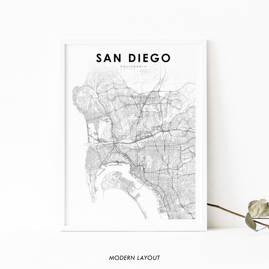 San Diego Area Ca Map Art Print, Nursery Decor