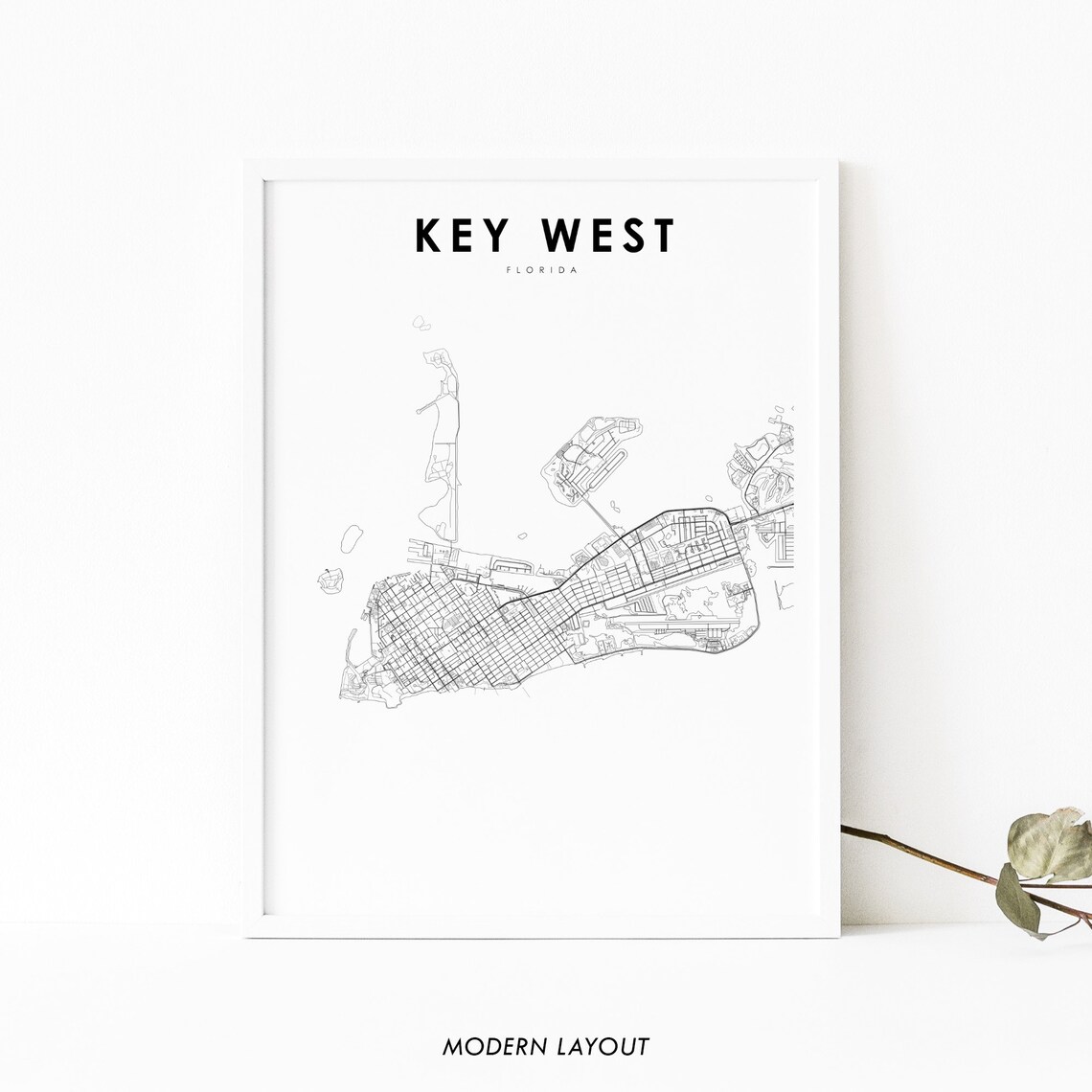 Key West FL Map Poster, Florida Nursery Decor