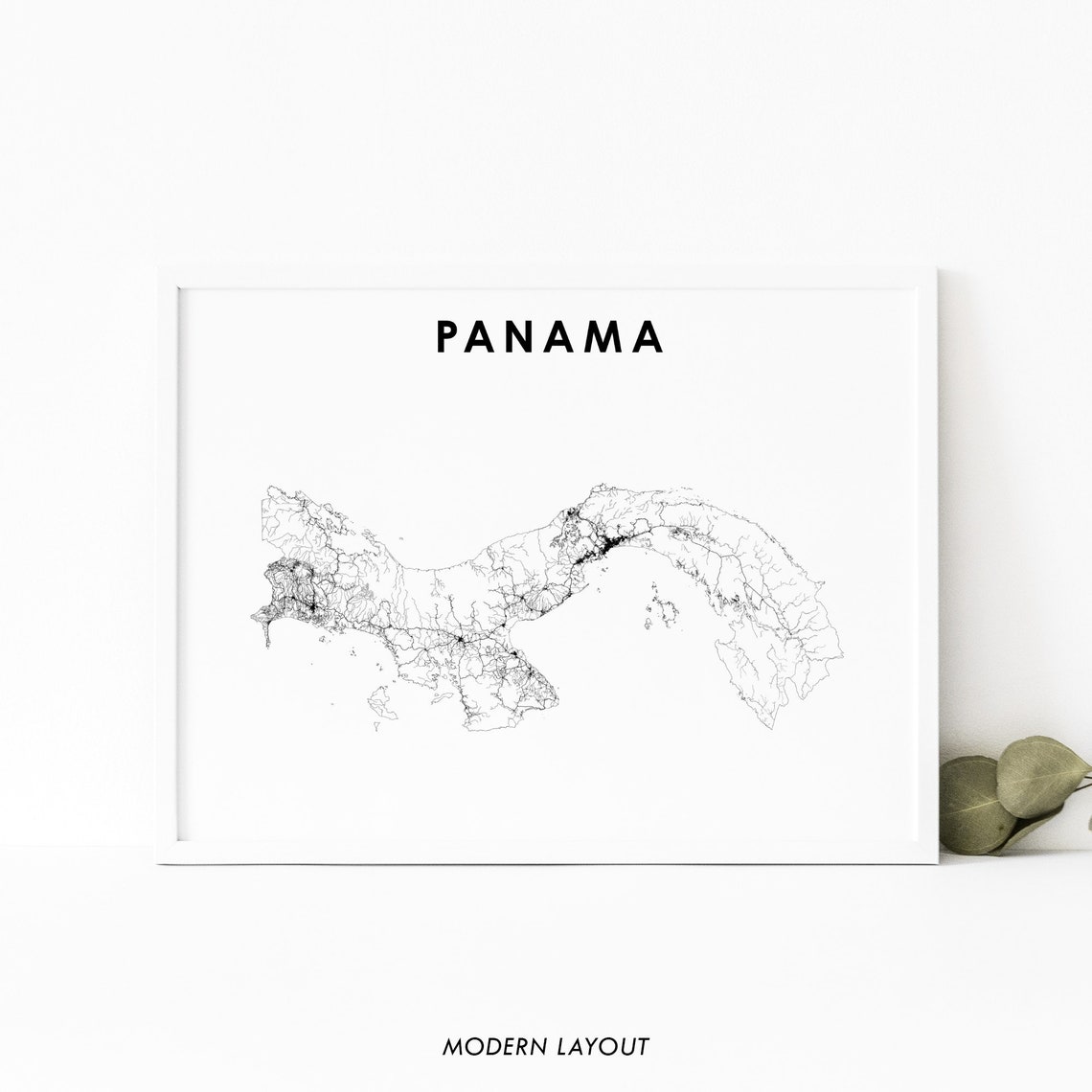 Panama Modern Road Network Country Map Minimalist Art Poster