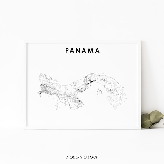 Panama Modern Road Network Country Map Minimalist Art Poster